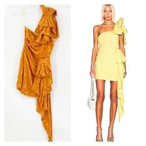 NWT Atoir Guiding Light One Shoulder Asymmetrical Hem Mini Dress 4 Orange